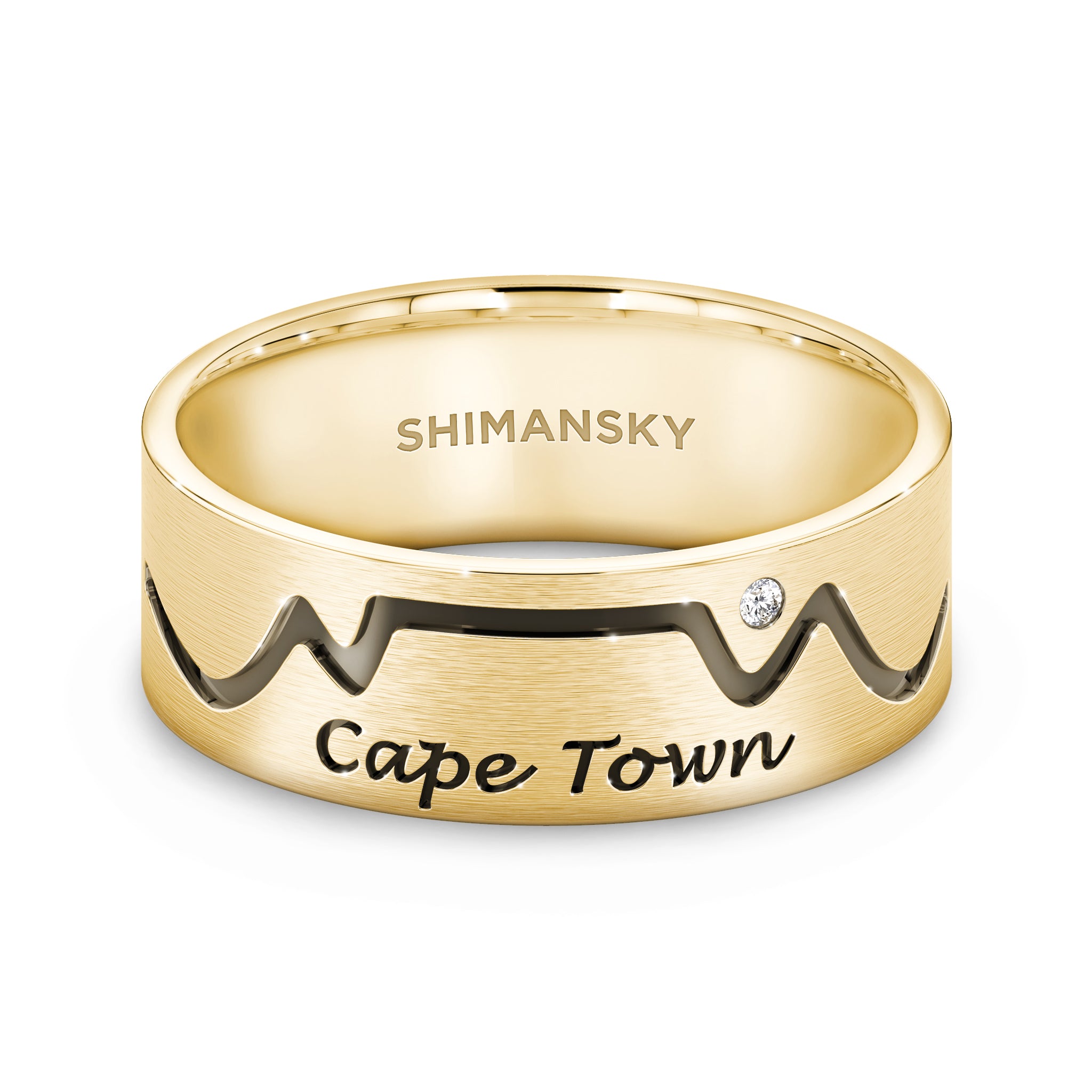 Gents Swiss Set Cape Town Ring in 14k yellow gold