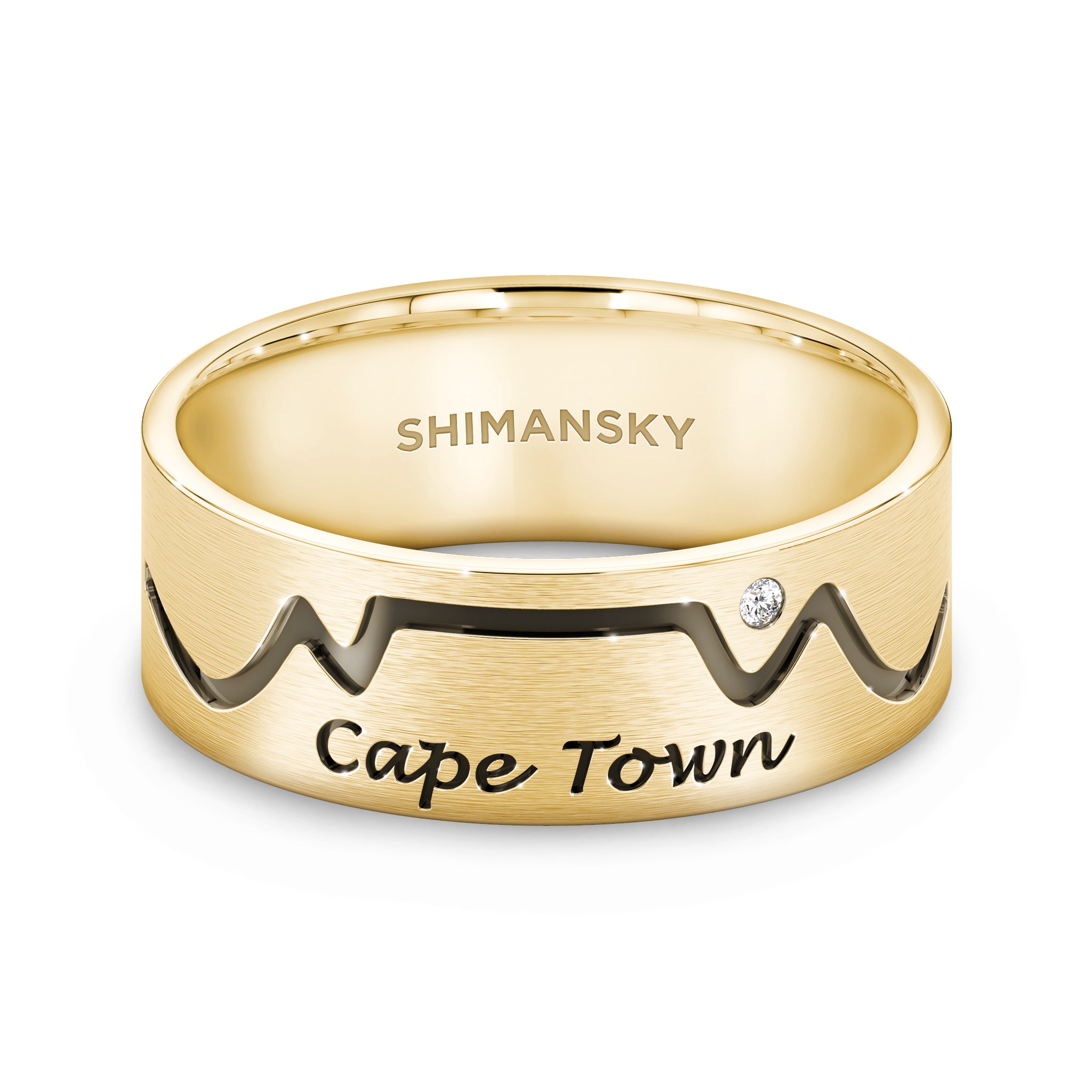 Gents Swiss Set Cape Town Ring in 14k yellow gold 