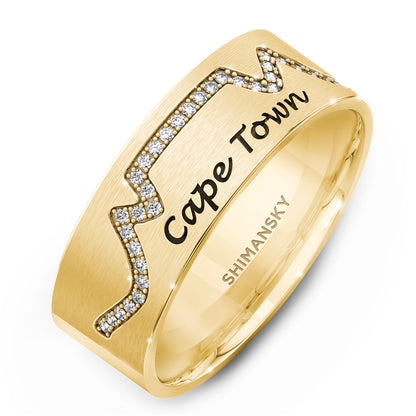 Gents Cape Town Ring Pavé in 14K yellow Gold