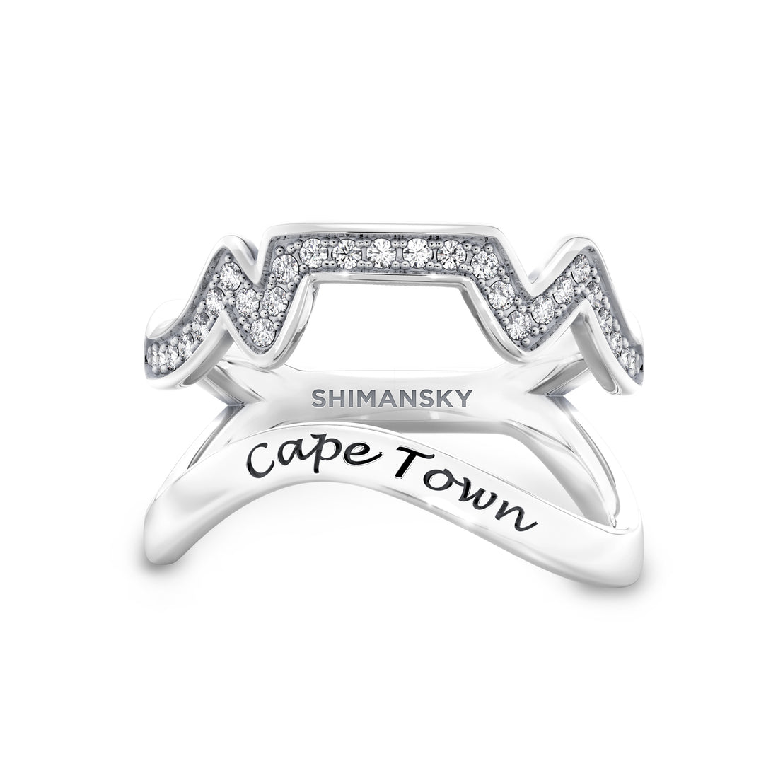 Half Pavé Cape Town Ring in 14K white gold