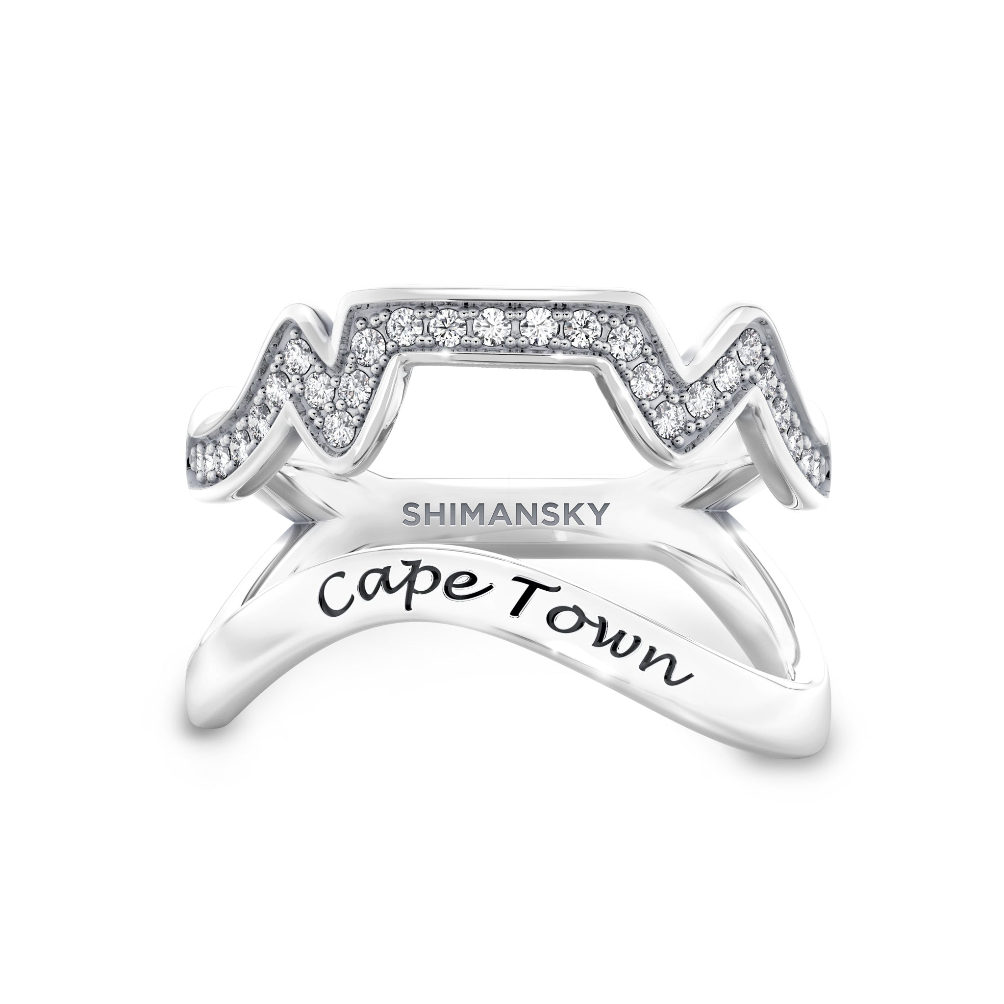 Half Pavé Cape Town Ring in 14K white gold