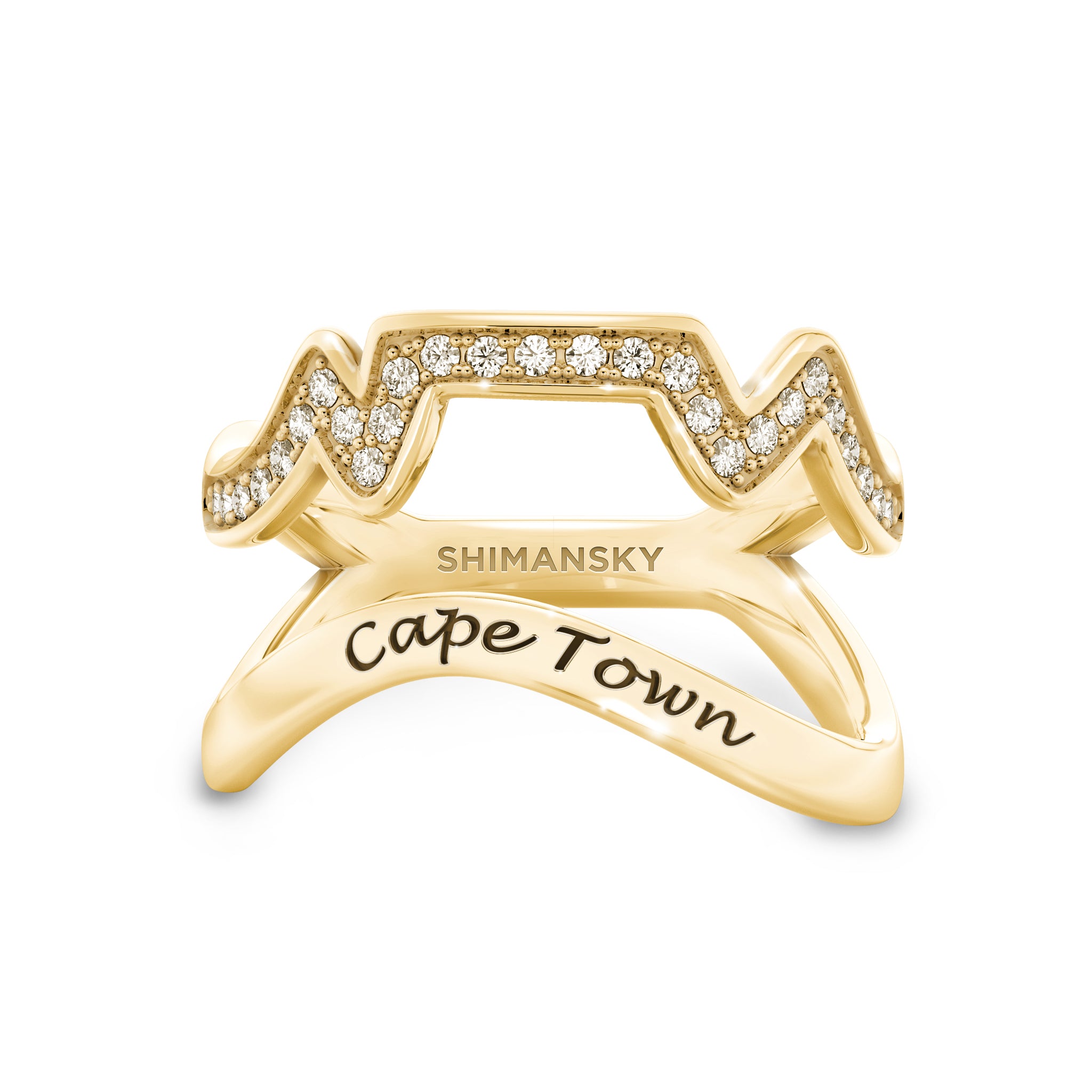 Half Pavé Cape Town Ring. in 14K yellow gold